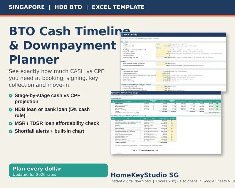 Cover image for BTO Cash Timeline & Downpayment Planner